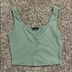 SHEIN Notch Neck Button Front Tank Top Mint Green Size S